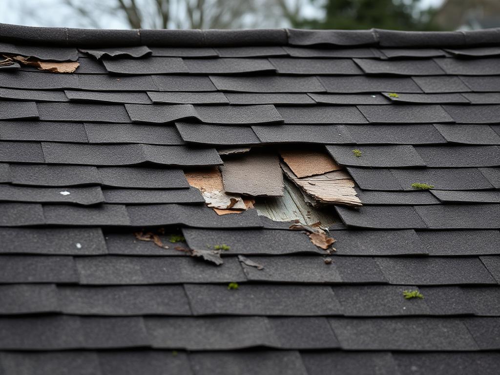 Storm damaged shingles